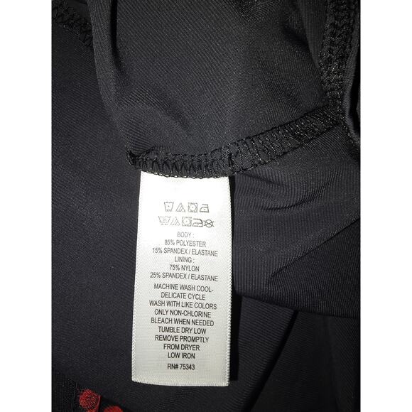 Tahari Floral Mesh Bodysuit With Built-In Tank Black/Red Size L - Picture 5 of 16